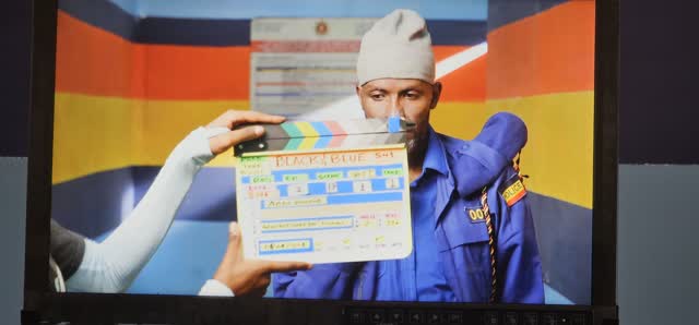 Clapperboard on set