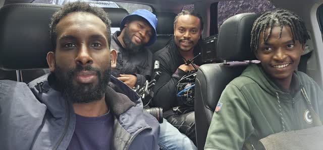 Crew selfie in the van